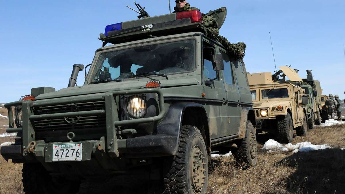 Military vehicles at Canadian Forces Base Wainwright, Alberta (file photo)