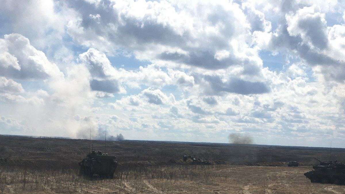Canadian Army armoured vehicles on a training field at CFB Wainwright, Alberta (file photo from a training exercise)