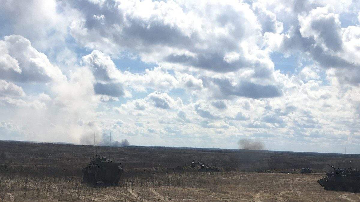 Canadian Army armoured vehicles on a training field at CFB Wainwright, Alberta (file photo from a training exercise)